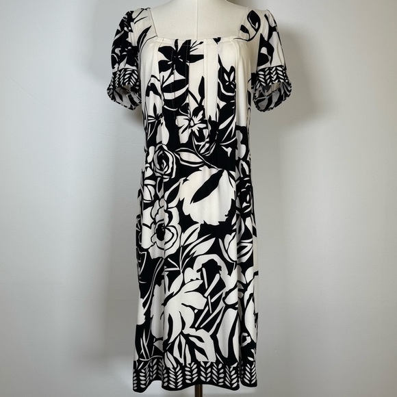 Trulli | Ann Taylor Loft Black And Ivory Sheath Dress Women’s Size Medium - Picture 1 of 6